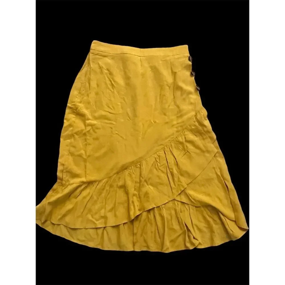 Allegrace Women's Vintage Yellow A-Line Skirt M Knee Length Casual